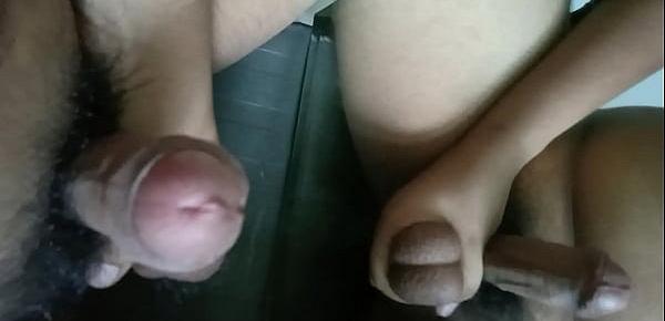  Indian guy jerking off with big black cock wanting a good tight pussy.